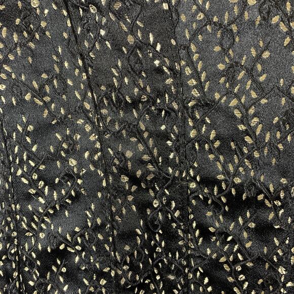 iCollection Boudior Lace Corset Thong Set Sz 36 Black Gold Brocade Pin Up Glam - Picture 4 of 16